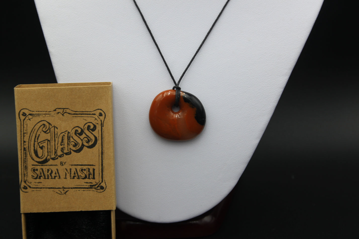 Orange and Black Fused Glass Necklace