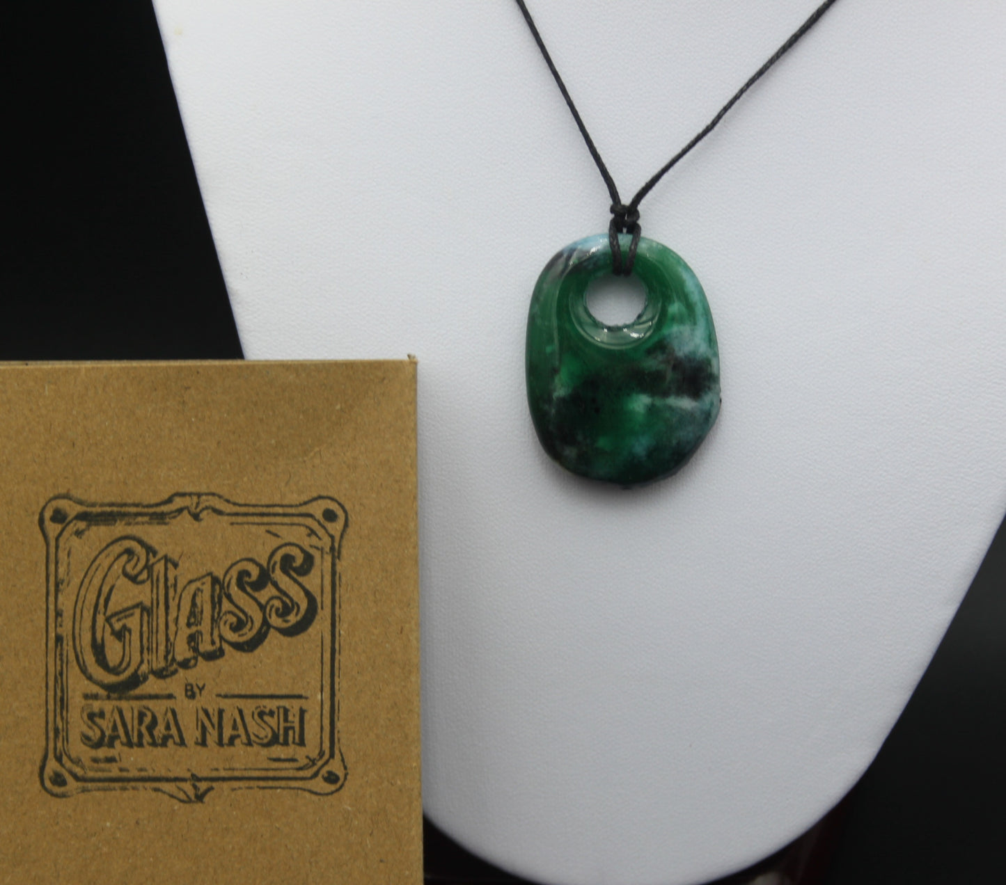 Black And Green Fused Glass Necklace