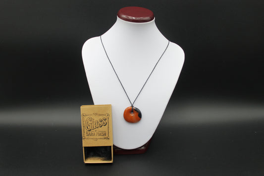 Orange and Black Fused Glass Necklace